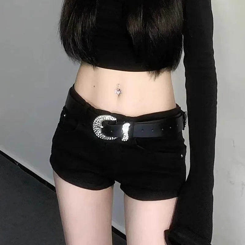 Black Denim Shorts for Women New European Style Trendy Summer Mini Shorts Female Sexy Sheath Night Club Slim Ultrashort Jeans