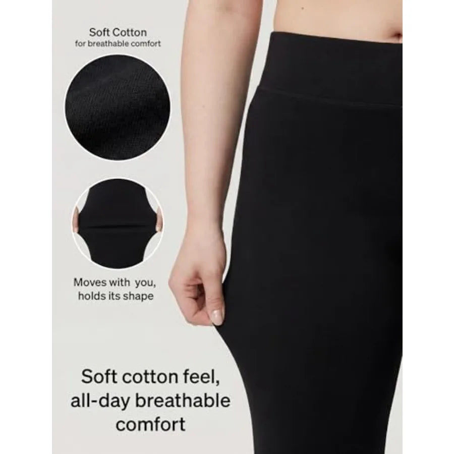 Lounge Yoga Pants for Women, Flared Cotton Leggings, 32.5" Inseam, Wide Waistband