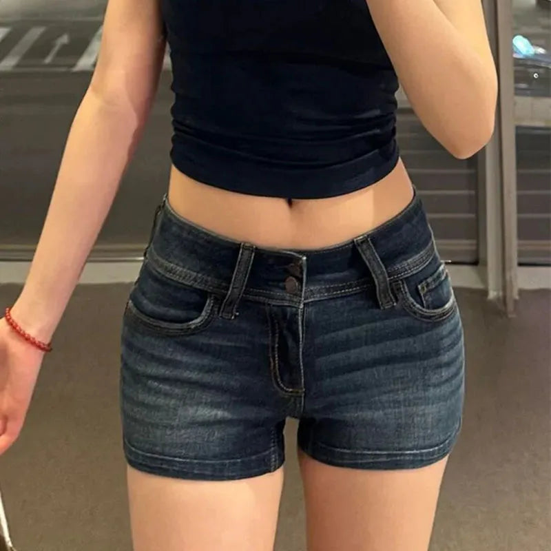 Women's Denim Shorts 2026 Summer Sexy Low-Waisted Skinny Elastic Jean Short Pants Woman Vintage Y2K Streetwear Hot Shorts