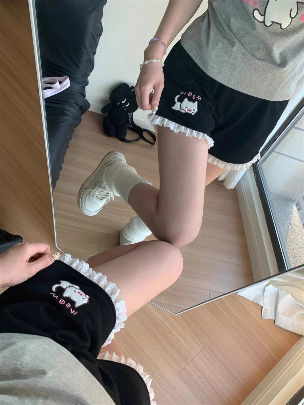 Women Print Cute Shorts Ventilate Thin Version Kawaii Loose Casual Cutecore Bottoms Fashion Elastic Waist Summer Wide Leg Short