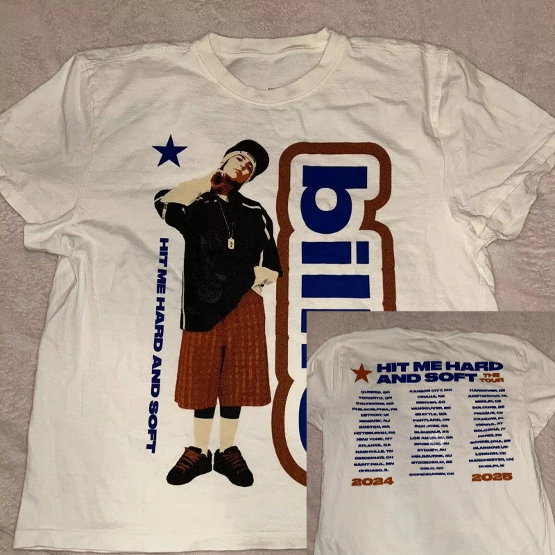 2025 Summer Billie Tee Oversize TShirt New Hit Me Hard and Soft Tour Shirt Cotton T-shirt Women's and Men's Tee Popular Shirt