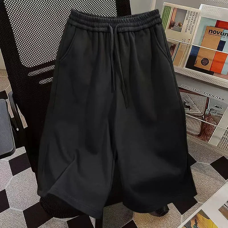 100% Cotton Loose Wide Leg Capri Shorts Women Y2K Summer Baggy Streetwear Casual Pants American Hip Hop All Match Straight Short