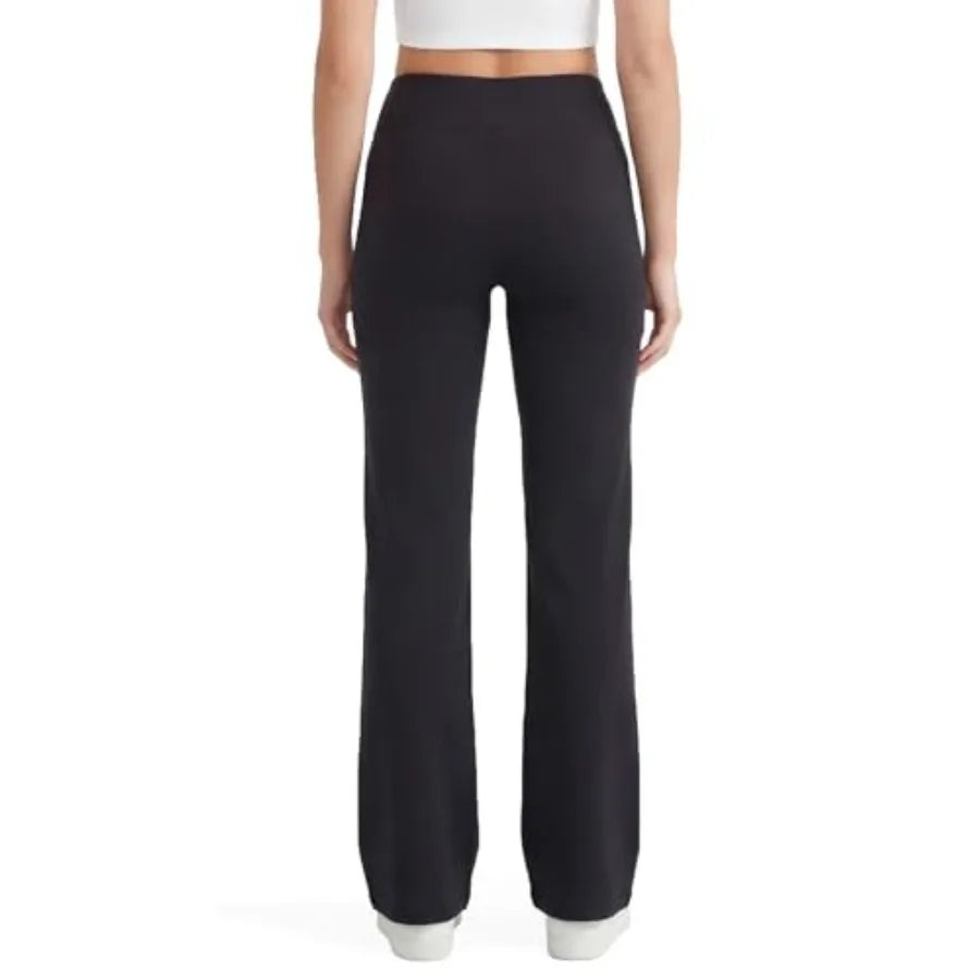 Lounge Yoga Pants for Women, Flared Cotton Leggings, 32.5" Inseam, Wide Waistband