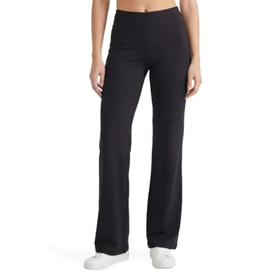 Lounge Yoga Pants for Women, Flared Cotton Leggings, 32.5" Inseam, Wide Waistband