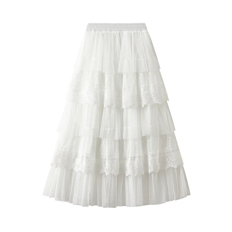 Women's High Waisted Slimming Sand Cake Skirt, Half Skirt, High-End Feeling Gauze, Long Skirt,  ,summer 2026 Hundred fold skirt