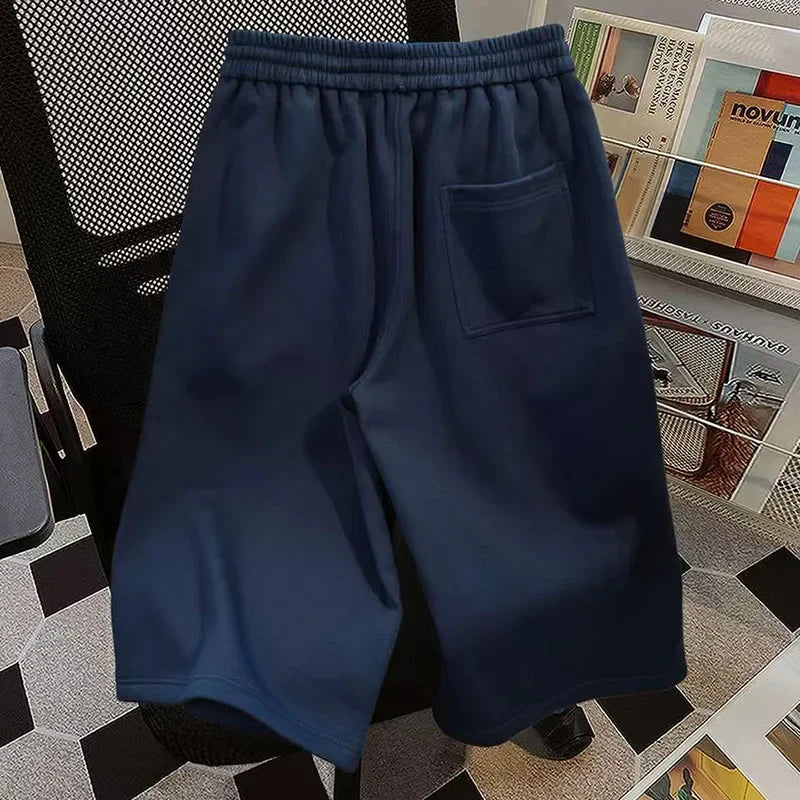 100% Cotton Loose Wide Leg Capri Shorts Women Y2K Summer Baggy Streetwear Casual Pants American Hip Hop All Match Straight Short